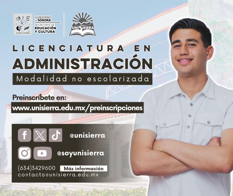 Invita Unisierra a cursar la licenciatura en Administración, modalidad en línea