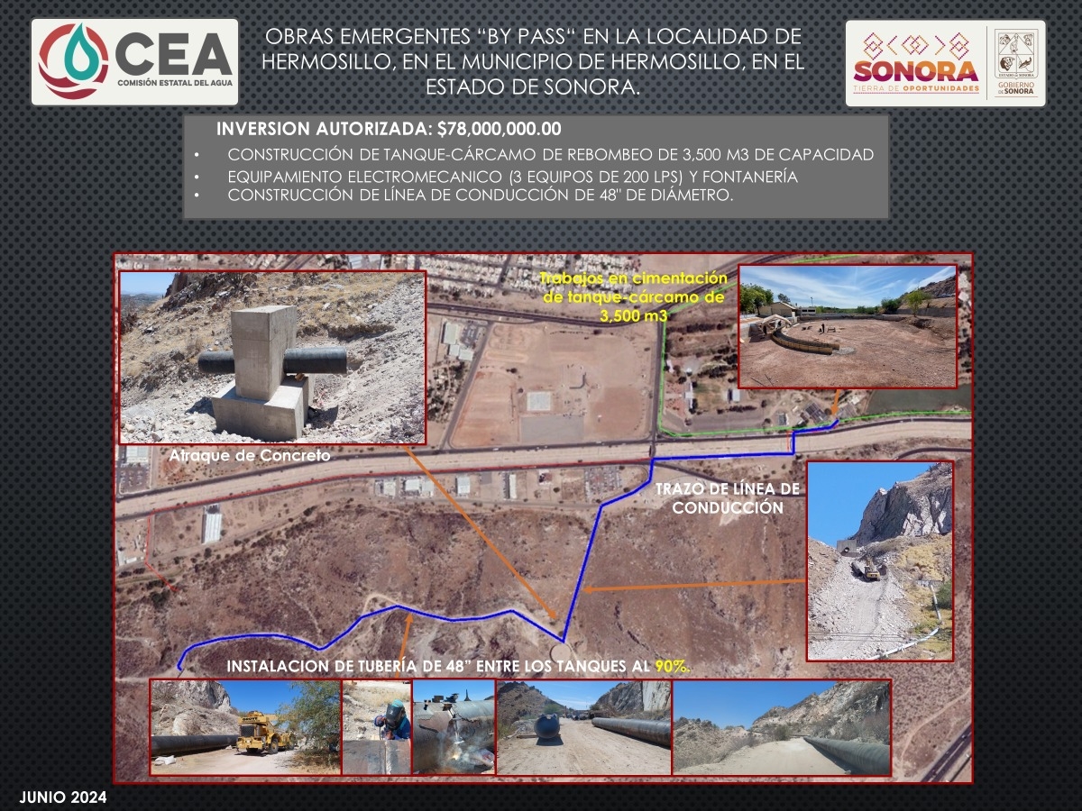 La CEA realiza obras hídricas para garantizar abasto de agua en la capital de Sonora