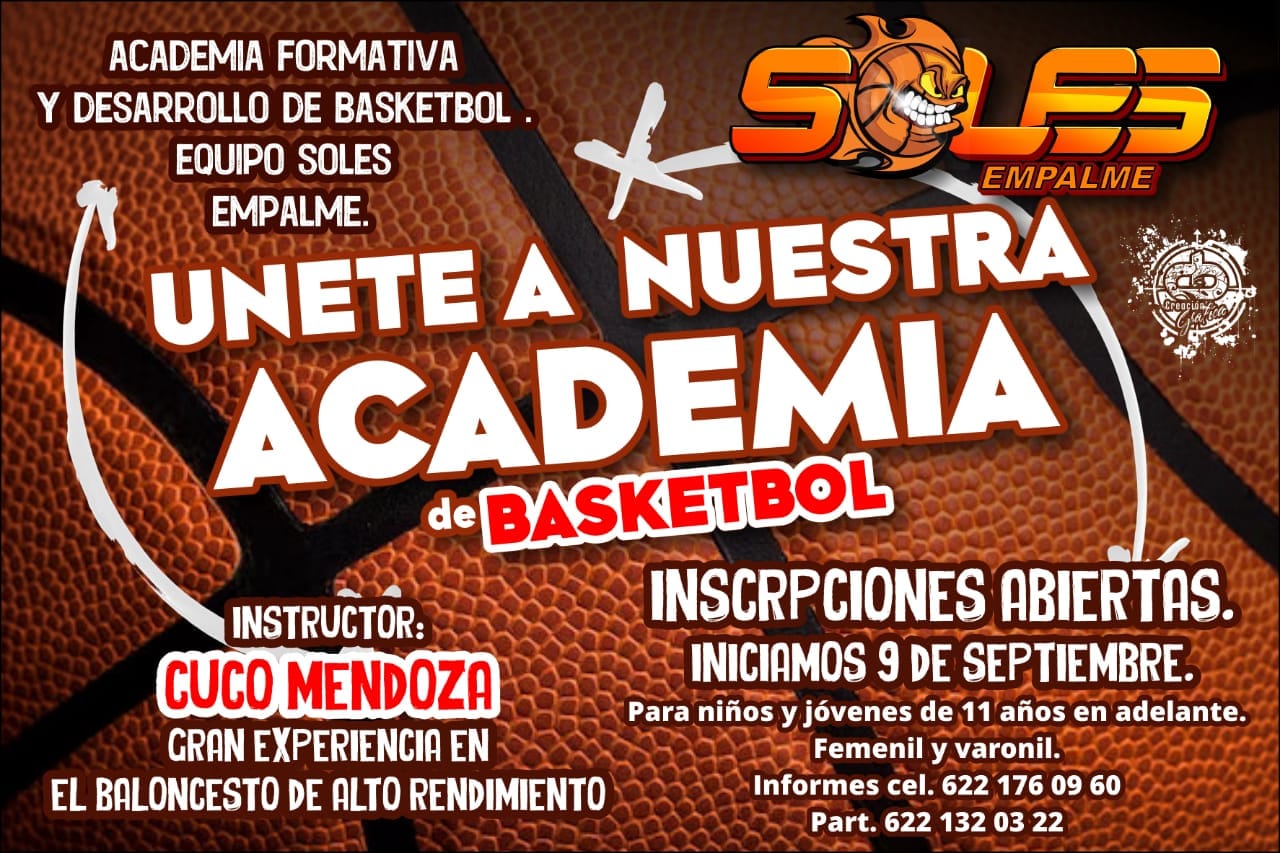 Lista academia de basquetbol Soles de Empalme para dar inicio a cursos