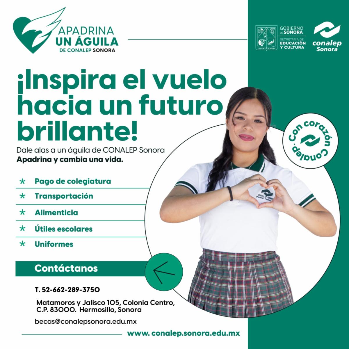 Reactiva Conalep Sonora programa de becas “Apadrina un Águila”