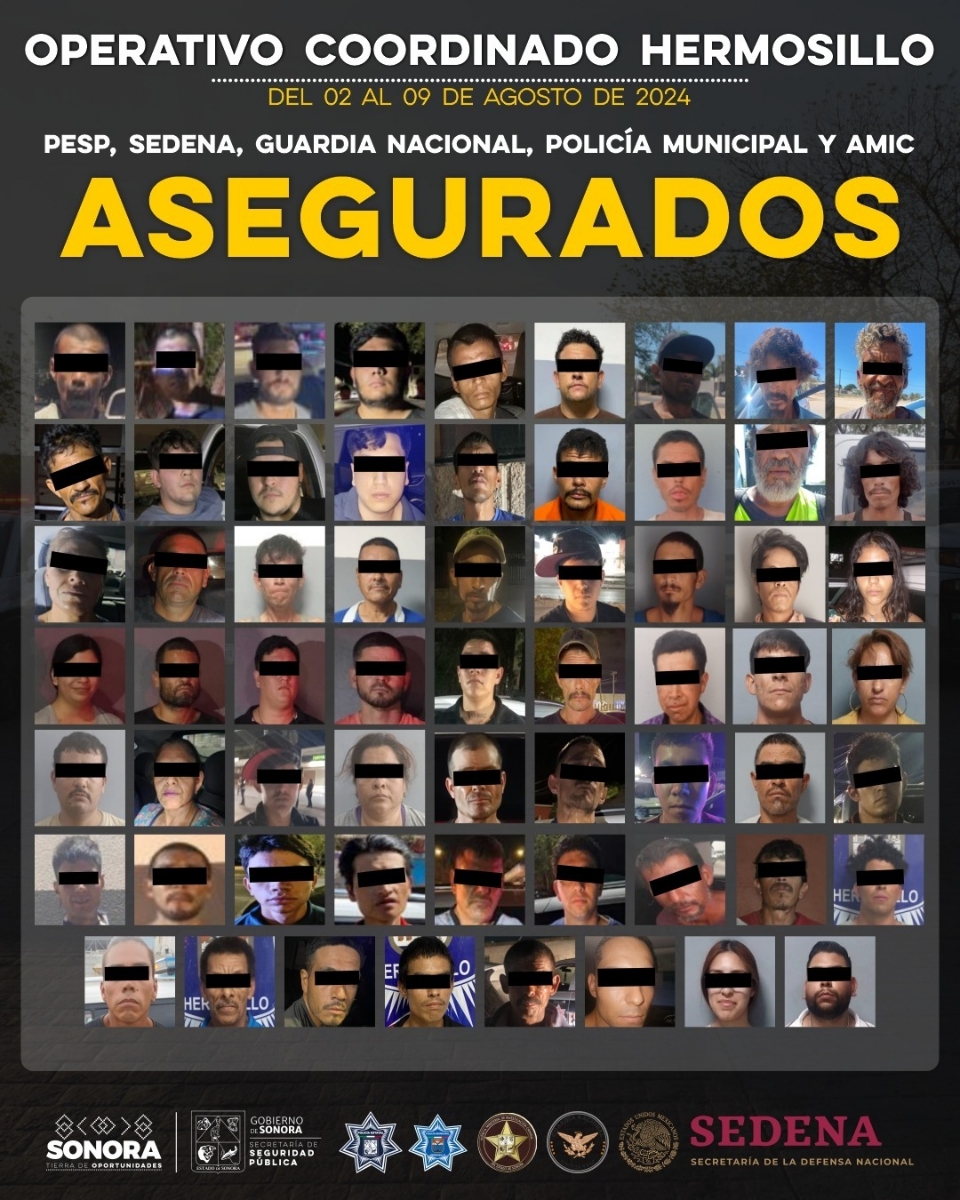 Operativos coordinados en Hermosillo dan resultados: SSP