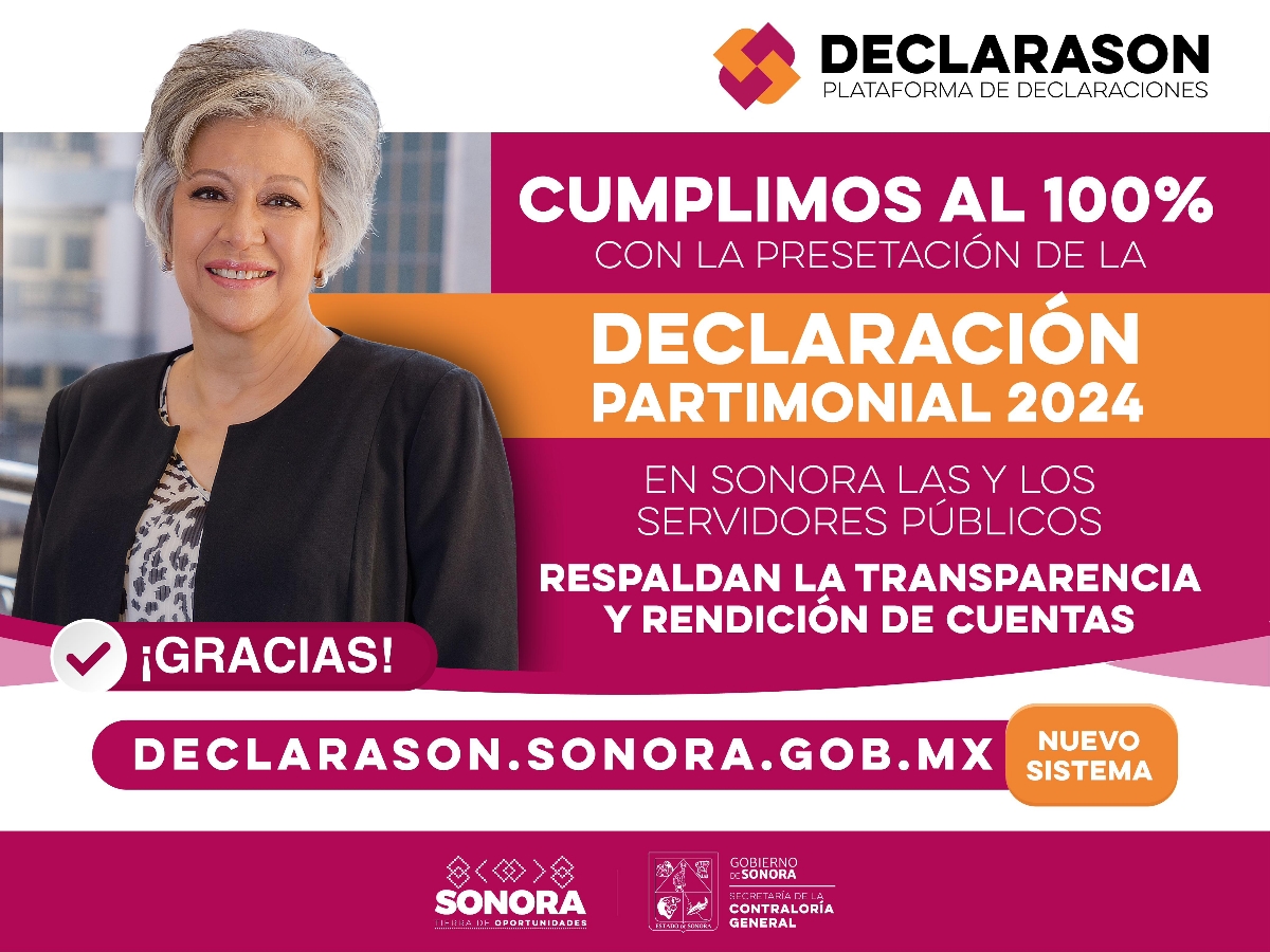 Cumple Sonora con 100% de declaraciones patrimoniales