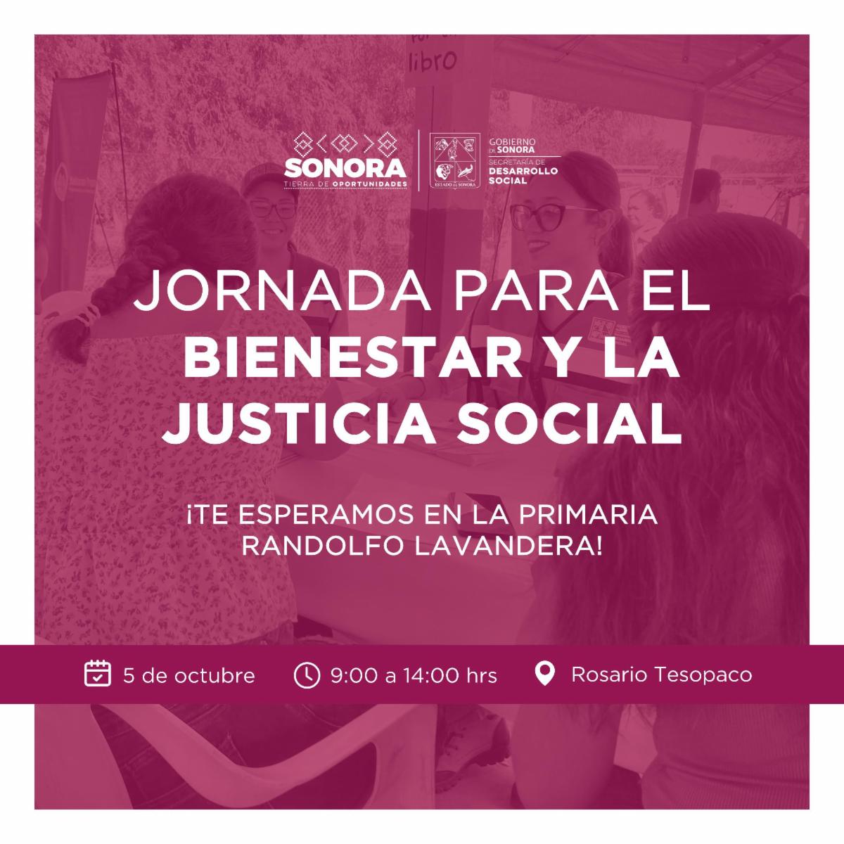 Llevará Gobierno de Sonora Jornada para el Bienestar y la Justicia Social a Rosario Tesopaco