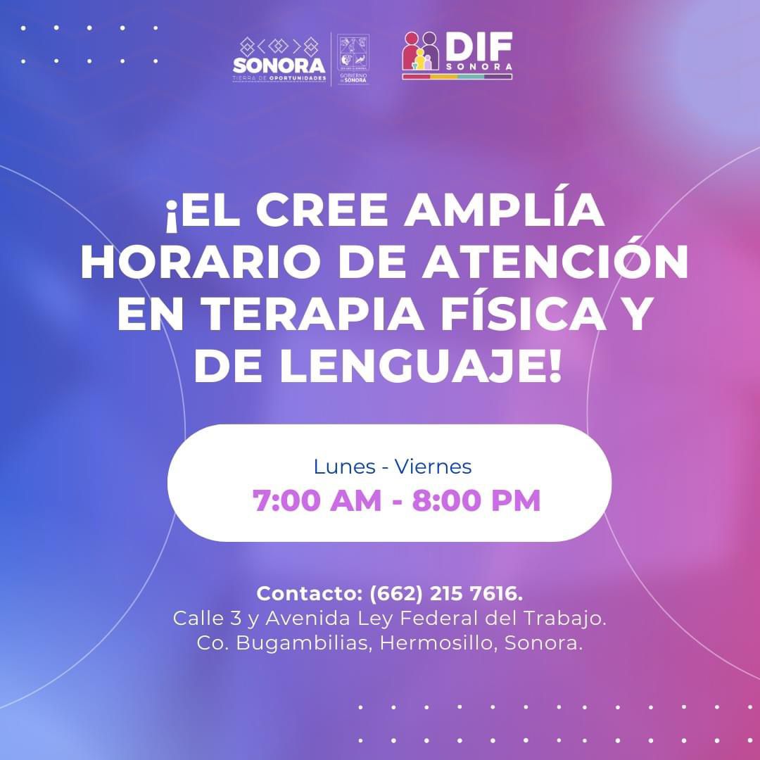 Amplía DIF Sonora horario de atención en CREE Hermosillo