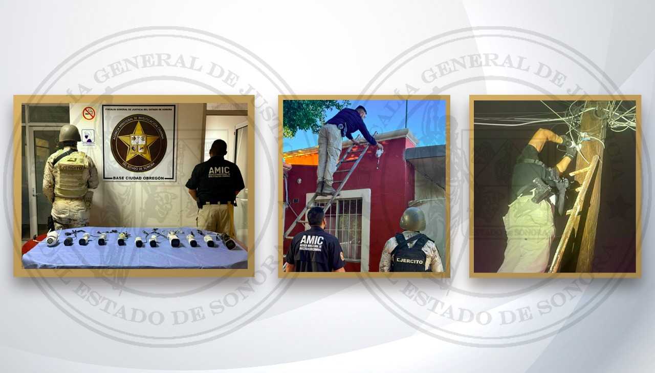 Operativo conjunto entre AMIC y DEFENSA asegura cámaras de videovigilancia ilegales en Cajeme