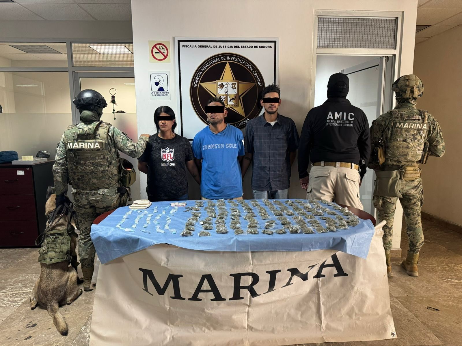 Aseguran droga, numerario y detienen a tres personas en cateo realizado en Ciudad Obregón