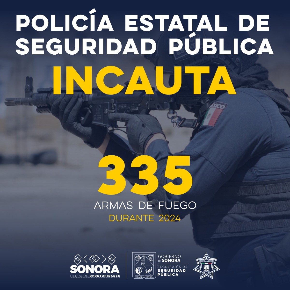 Incauta Gobierno de Sonora 335 armas de fuego en operativos de combate al delito