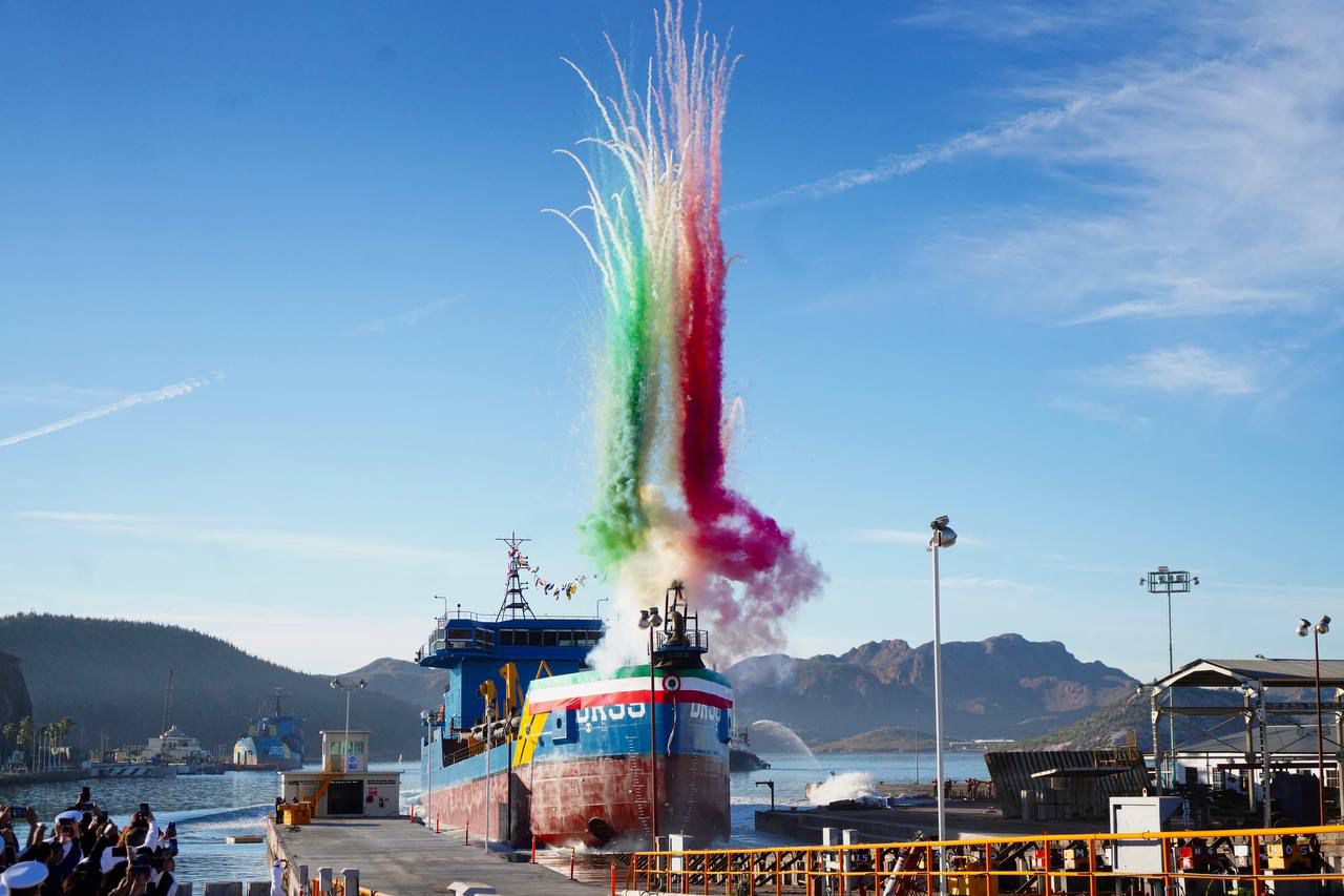 Gobernador Durazo potencia al Puerto de Guaymas con primer barco para mantenimiento de rutas marítimas en México