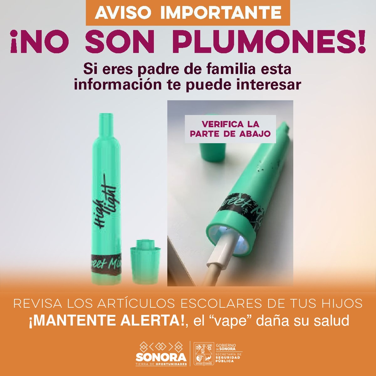 Alerta Seguridad Pública a adolescentes por el uso de vapeadores