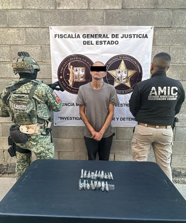 Operativo conjunto AMIC-DEFENSA asegura “cristal” y detiene a un sujeto en Hermosillo