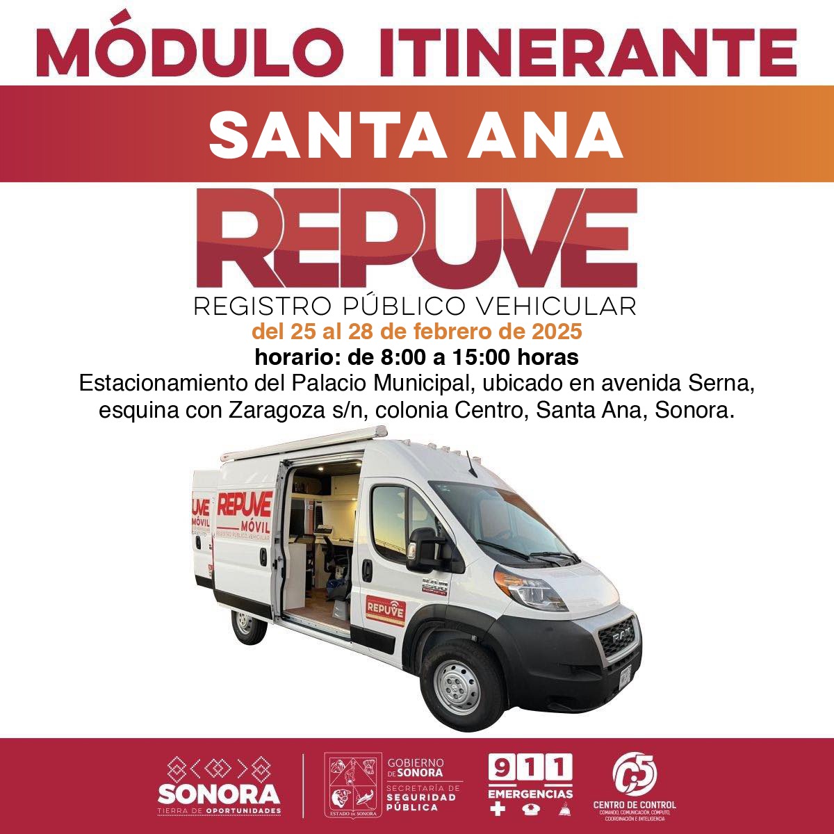 Traslada Gobierno de Sonora módulo itinerante de Repuve a Santa Ana: SSP 