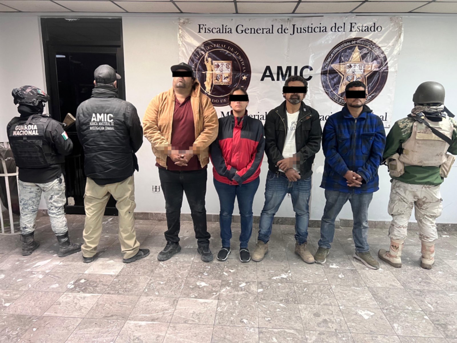 Cumplimenta FGJES órdenes de aprehensión contra seis personas detenidas con arsenal en San Luis Río Colorado