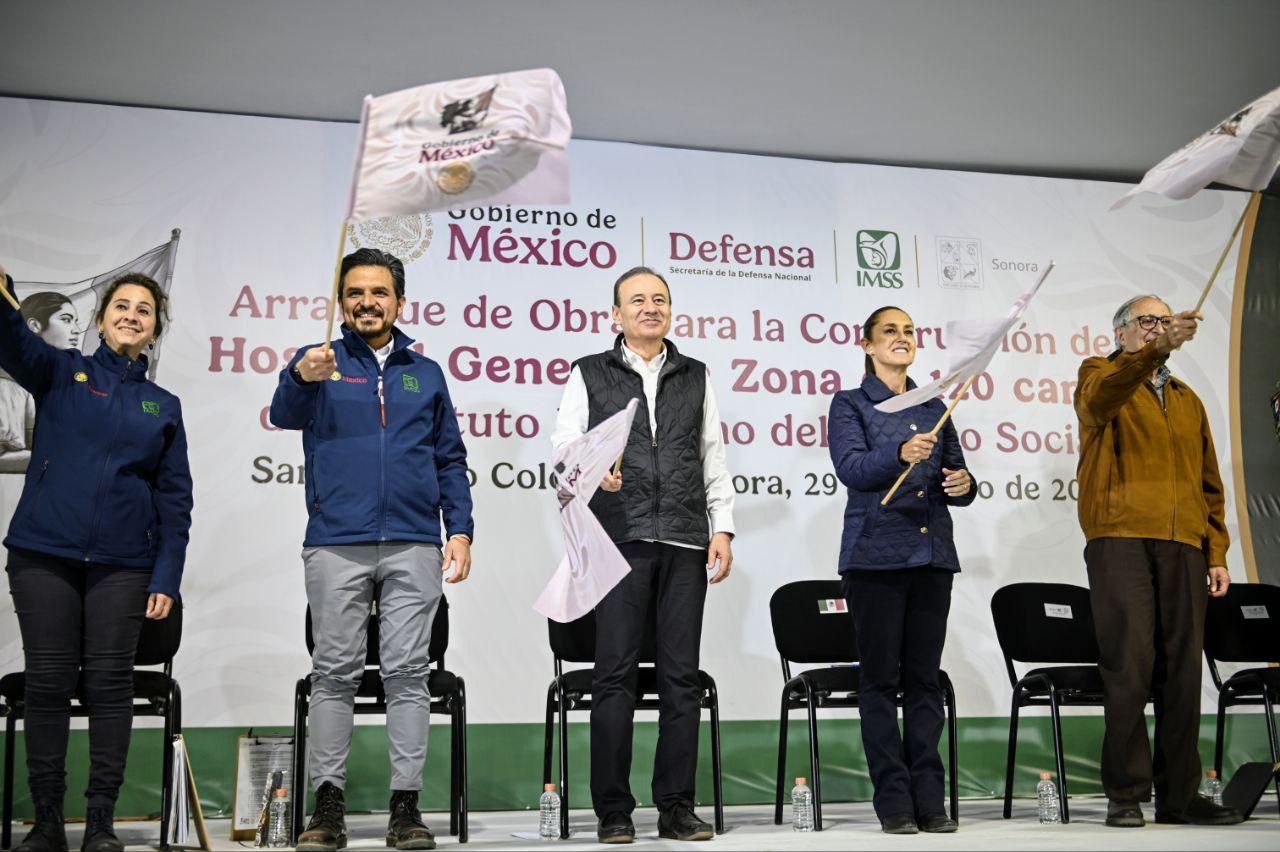 Cumplen Gobernador Durazo y Presidenta Sheinbaum a sonorenses con histórico inicio de obra de Hospital del IMSS en SLRC