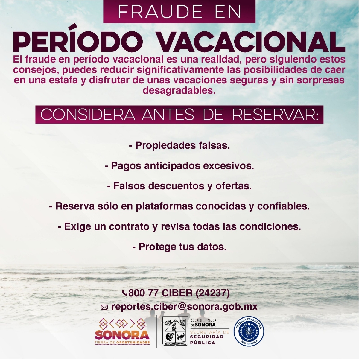 Recomienda Gobierno de Sonora extremar cuidados al rentar inmuebles en Semana Santa