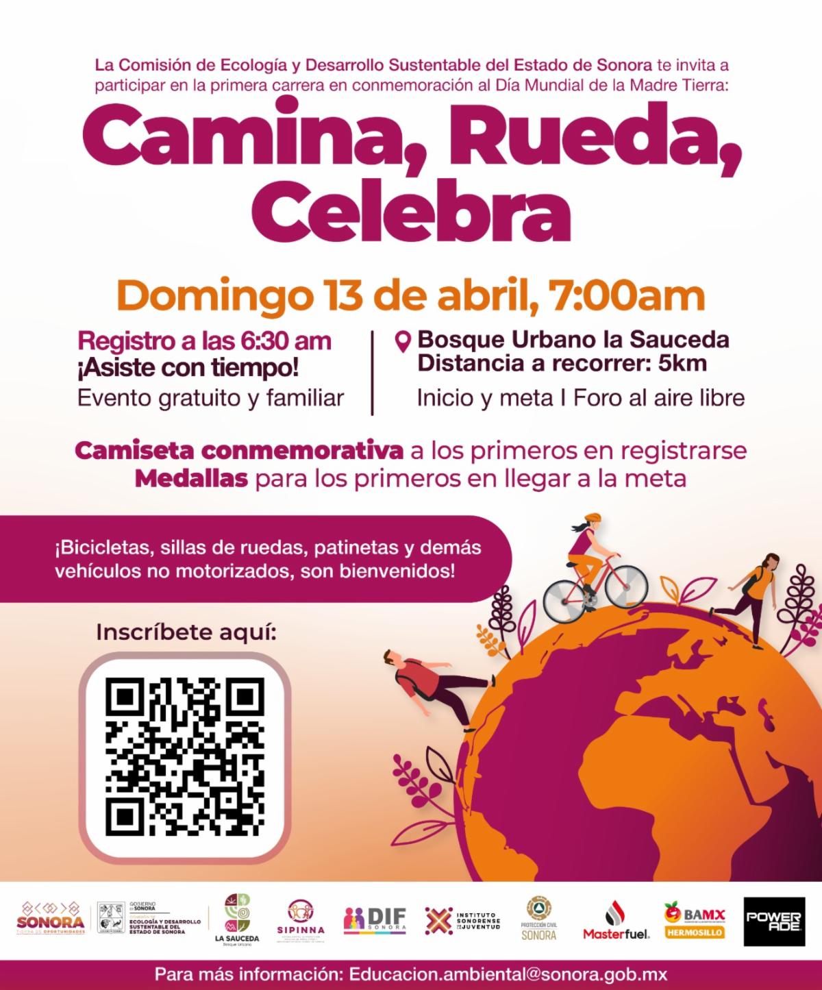 Invita Gobierno de Sonora a participar en la primera carrera “Camina, Rueda, Celebra”