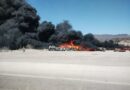 Se incendia llantera al norte de Guaymas