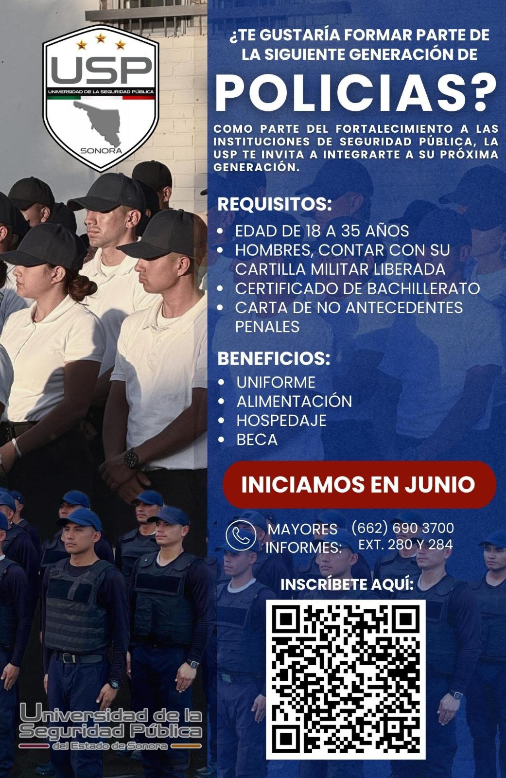 Anuncia Gobierno de Sonora convocatoria para Policía Preventivo