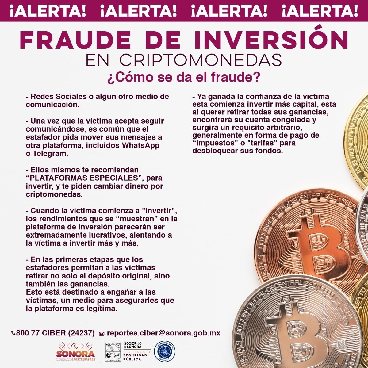 Gobierno de Sonora previene por nueva modalidad de fraude en plataformas de inversión en criptomonedas