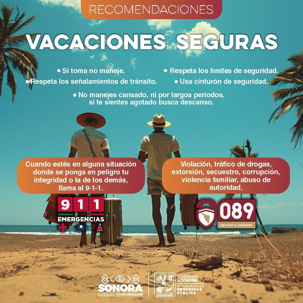 Gobierno de Sonora exhorta a prevenir accidentes estas vacaciones