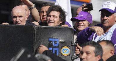 Manifestantes opositores atacan con piedras al presidente de Argentina