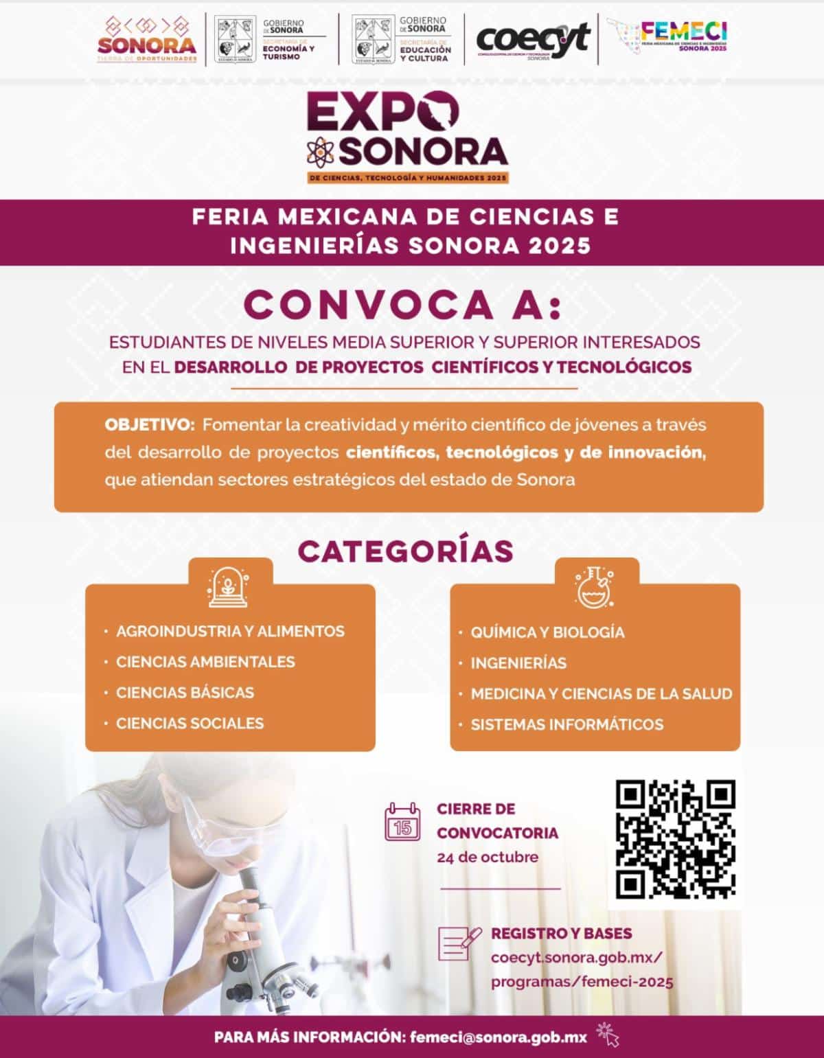 Gobierno de Sonora invita a participar en Expo Sonora de Ciencias, Tecnología y Humanidades