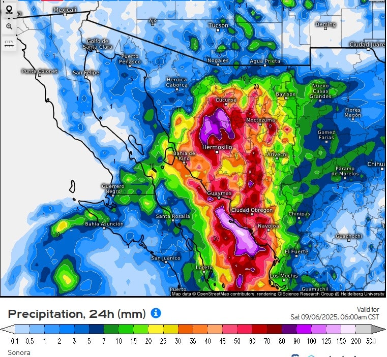 Gobierno de Sonora informa que se esperan lluvias de fuertes a muy fuertes en las próximas horas