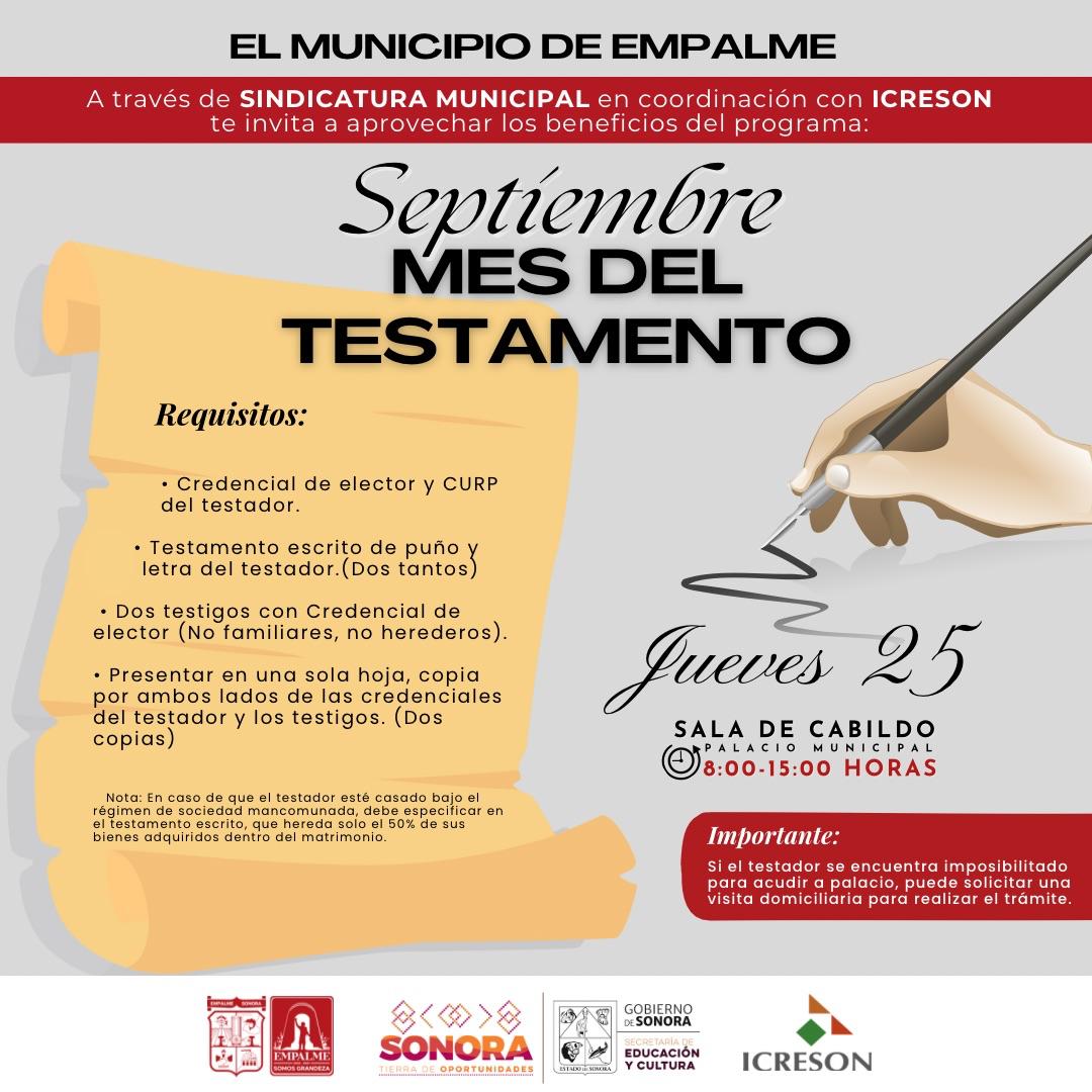 Invitan a aprovechar beneficios del programa “Septiembre, Mes del Testamento”