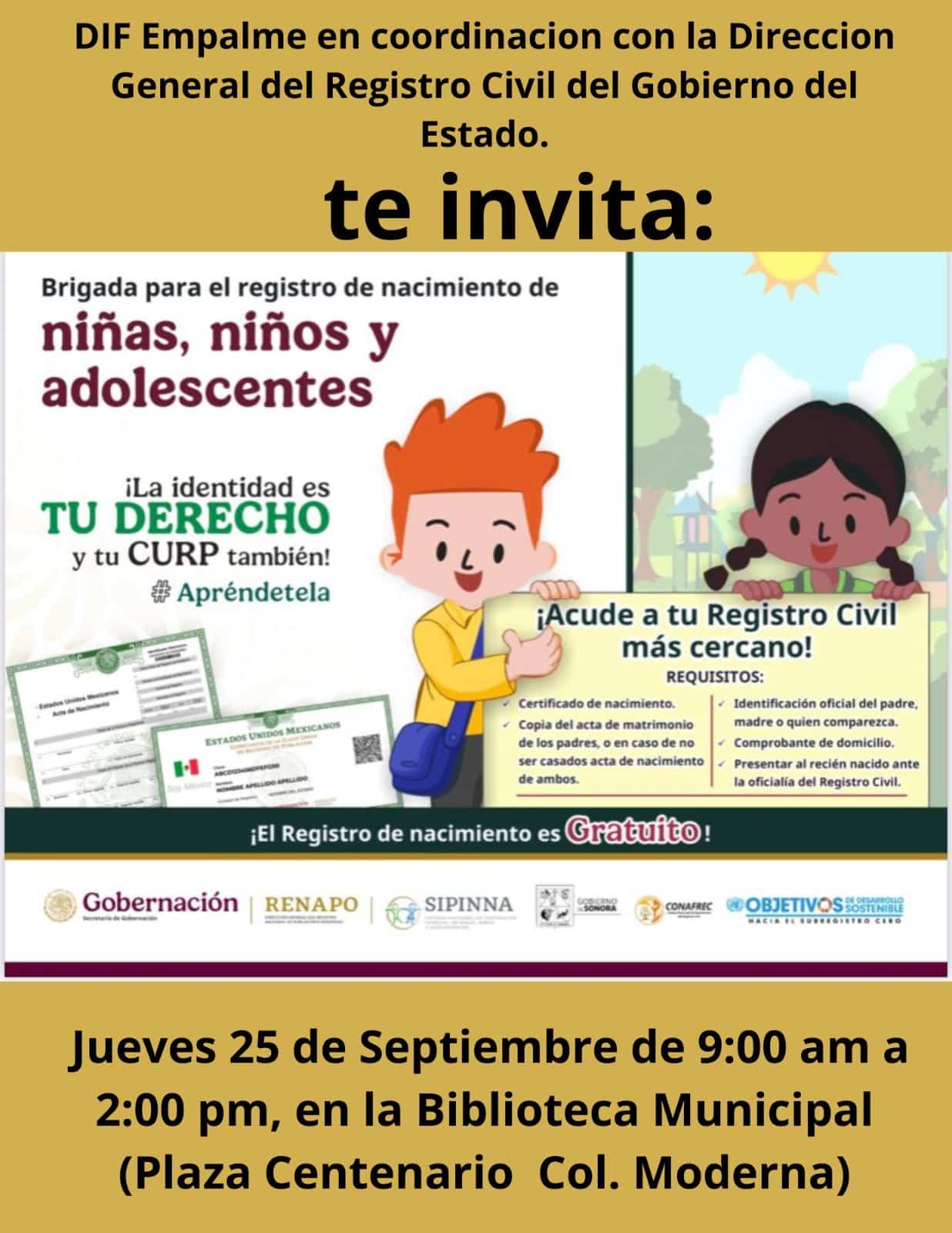 Invita DIF a brigada para el registro de nacimientos de niñas, niños y adolescentes