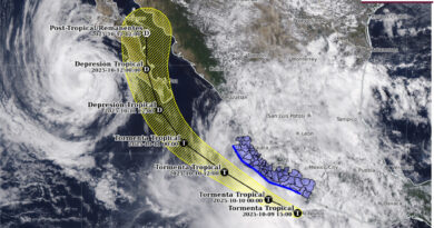 Tormenta tropical Raymond provoca lluvias intensas y oleaje elevado en el Pacífico mexicano
