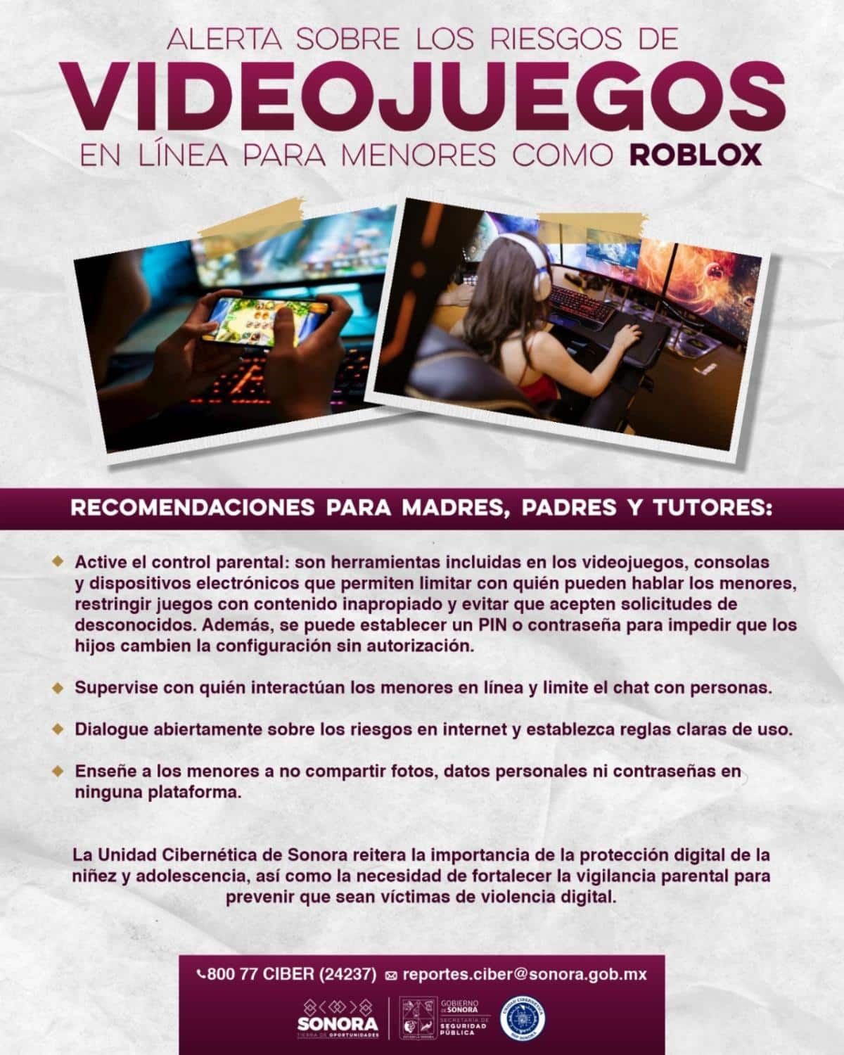 Alerta Gobierno de Sonora por riesgos de juegos en línea