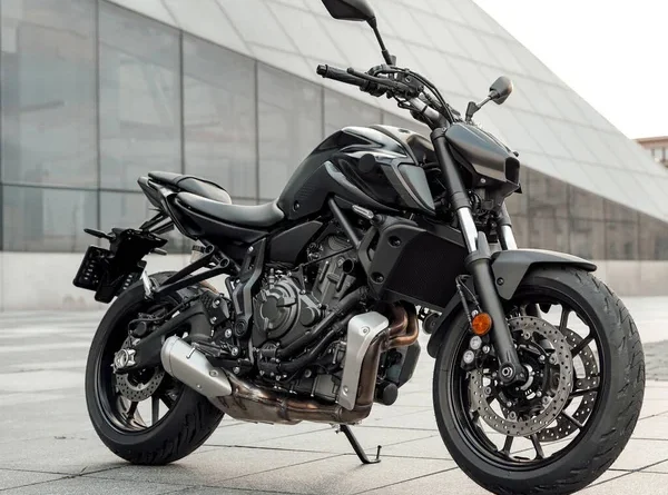 depositphotos 556995920 stock photo custom black motorcycle parked outdoors