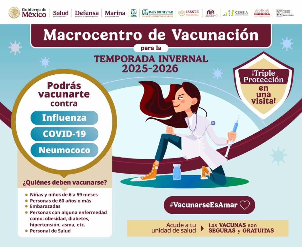 Invita Salud Sonora a arranque de Macrocentro de Vacunación para Temporada Invernal