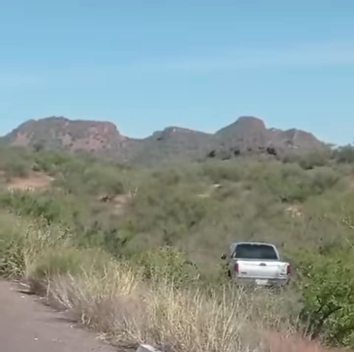 La pick up, se salió del camino