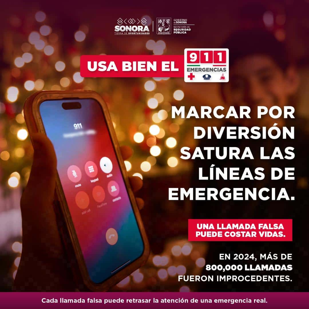 Invita SSP Sonora a utilizar bien la línea de emergencias 9-1-1