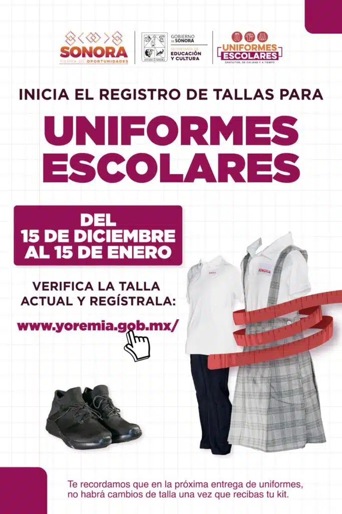 Inicia registro de tallas de uniformes escolares para el ciclo 2026-2027 1 481