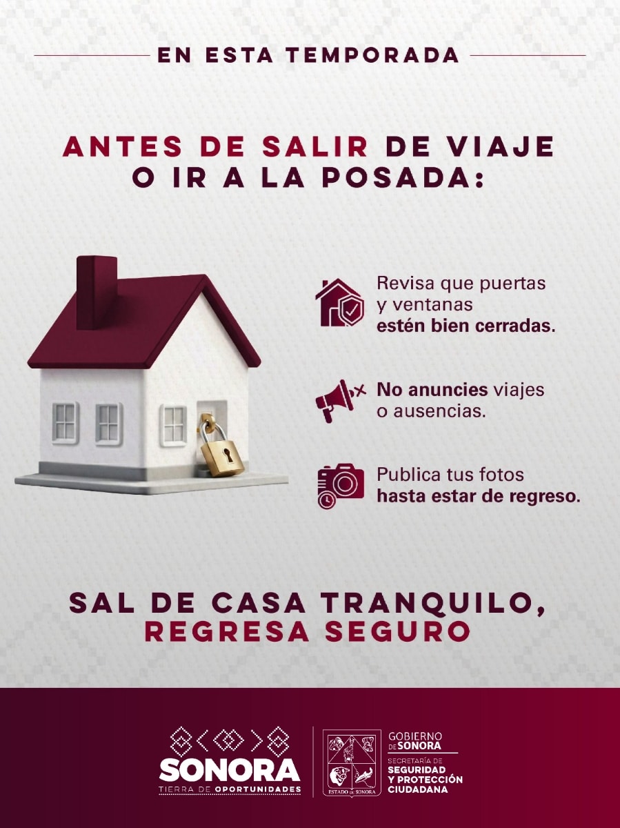 Exhorta SSPC Sonora a tomar medidas preventivas durante estas vacaciones