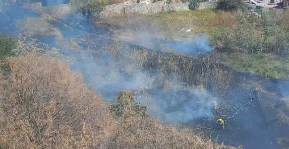 Se incendia predio de maleza