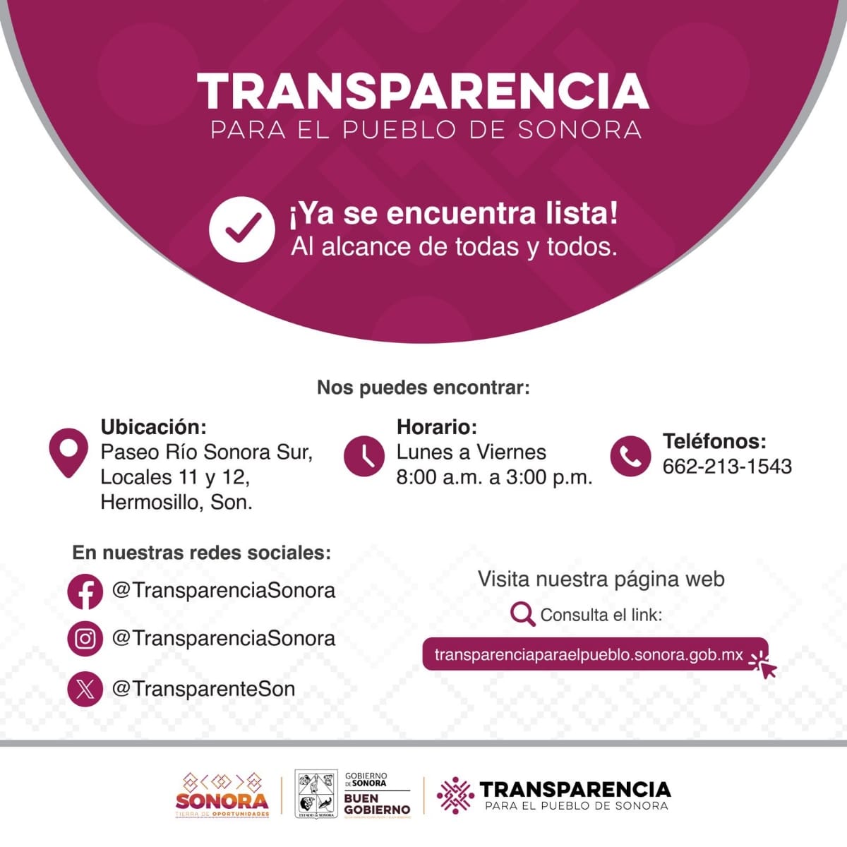 Transparencia para el Pueblo de Sonora, al alcance de todas y todos
