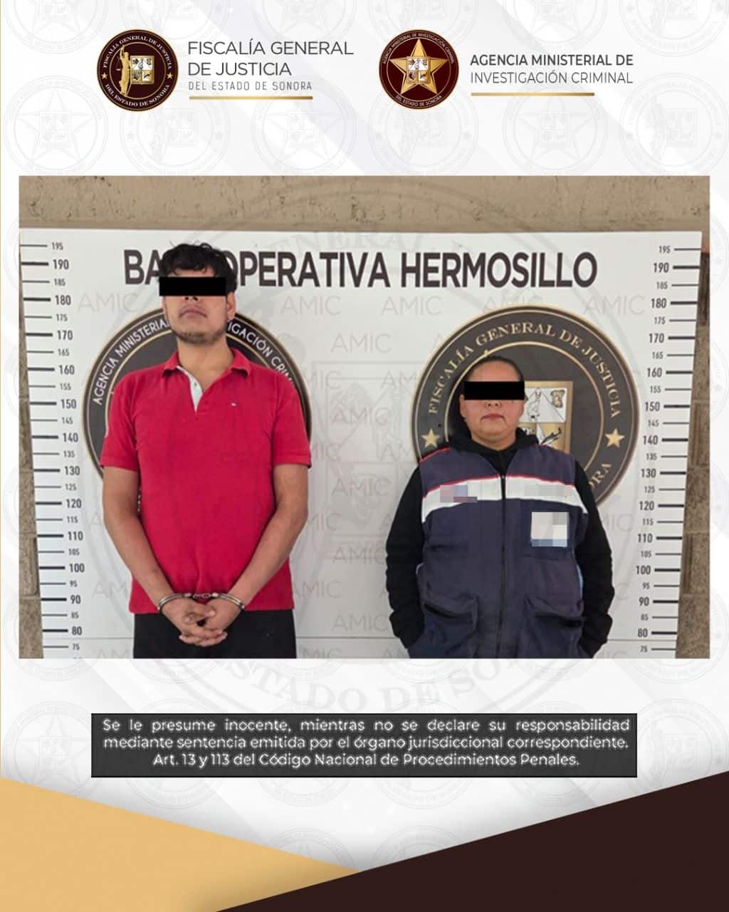 FGJES logra detención de dos personas con órdenes de aprehensión por homicidio calificado en grado de tentativa en Hermosillo