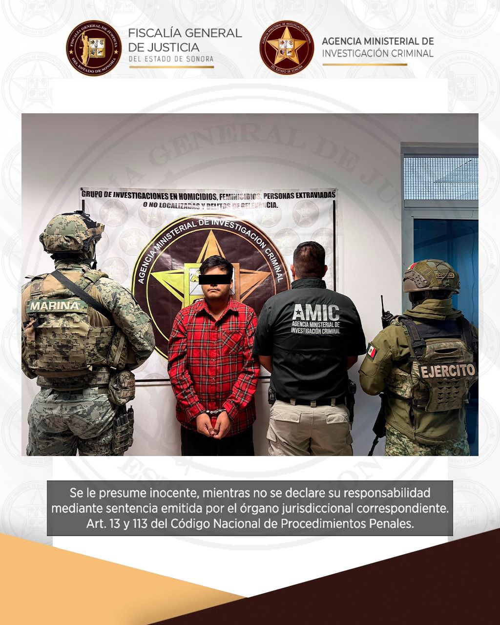 Imputa FGJES a Miguel Ángel “N” por el delito de feminicidio en agravio de Lourdes Angélica “N” en Ciudad Obregón