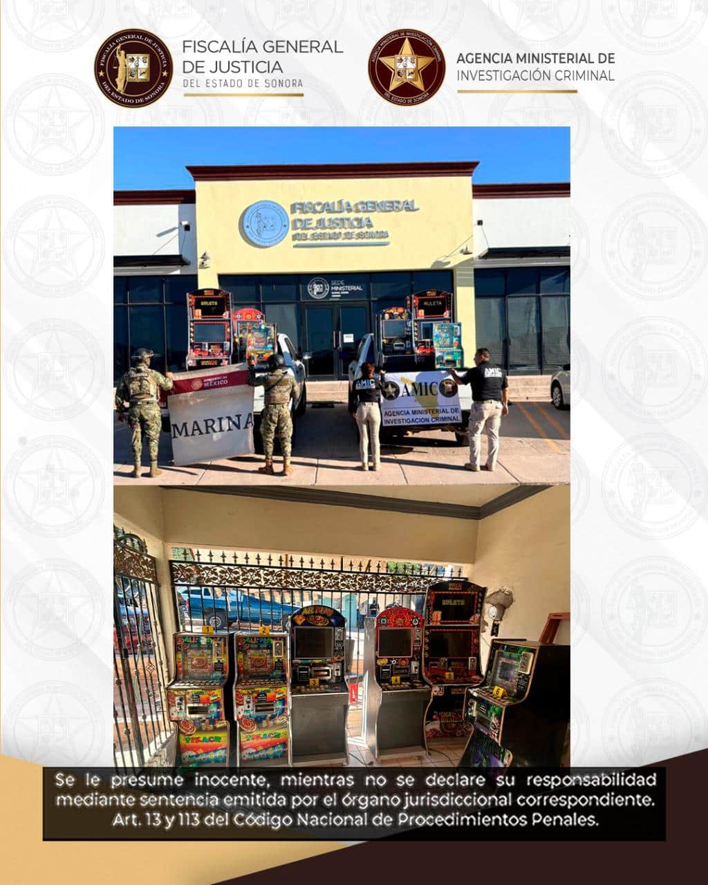 AMIC en operativo conjunto en Guaymas asegura once máquinas tragamonedas