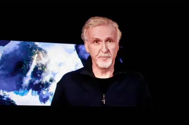 las vegas nevada filmmaker james cameron speaks via video message during cinemacon 2022 the