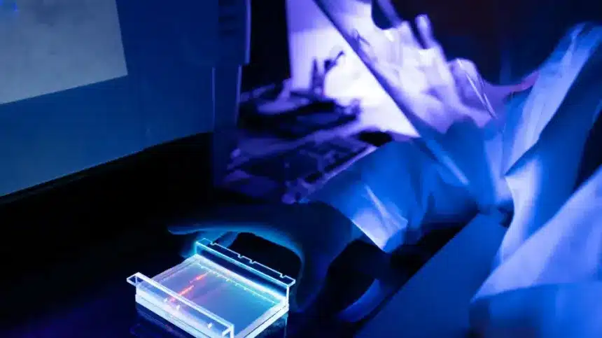 un investigador trabajando con secuencias de adn