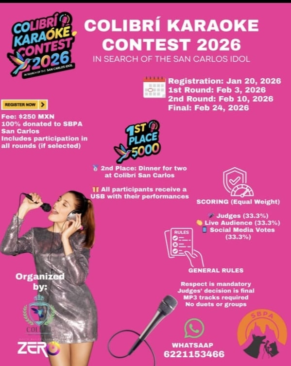 Realizarán concurso de canto con causa en San Carlos