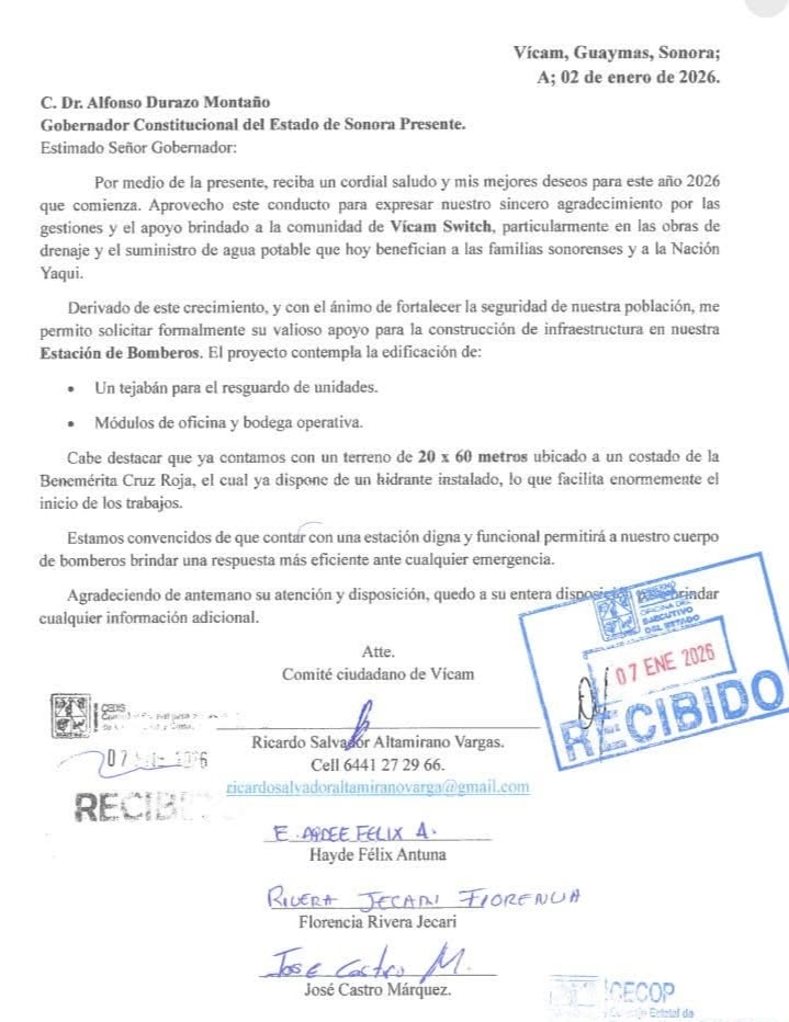 Piden apoyo para Bomberos de Vícam