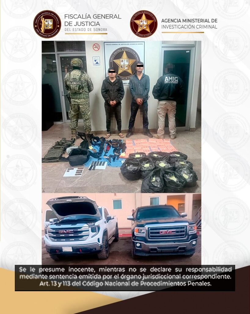 En Bácum, AMIC y DEFENSA capturan a dos sujetos con armas, narcótico y dos vehículos 1 WhatsApp Image 2026 01 09 at 6.25.54 PM