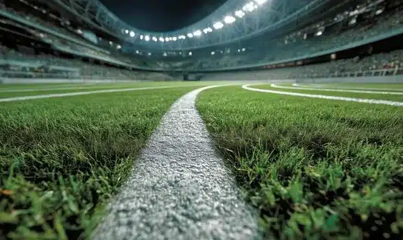 a close up of a track in a stadium free photo