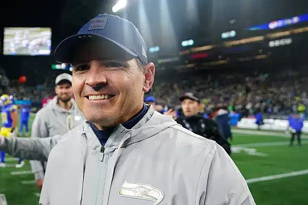 seattle washington mike macdonald of the seattle seahawks looks on after beating the los