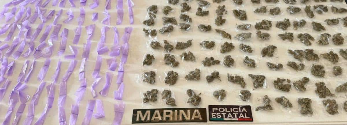 Fuerzas coordinadas de Policía Estatal y SEMAR aseguran 191 envoltorios de narcótico a menor en Cajeme