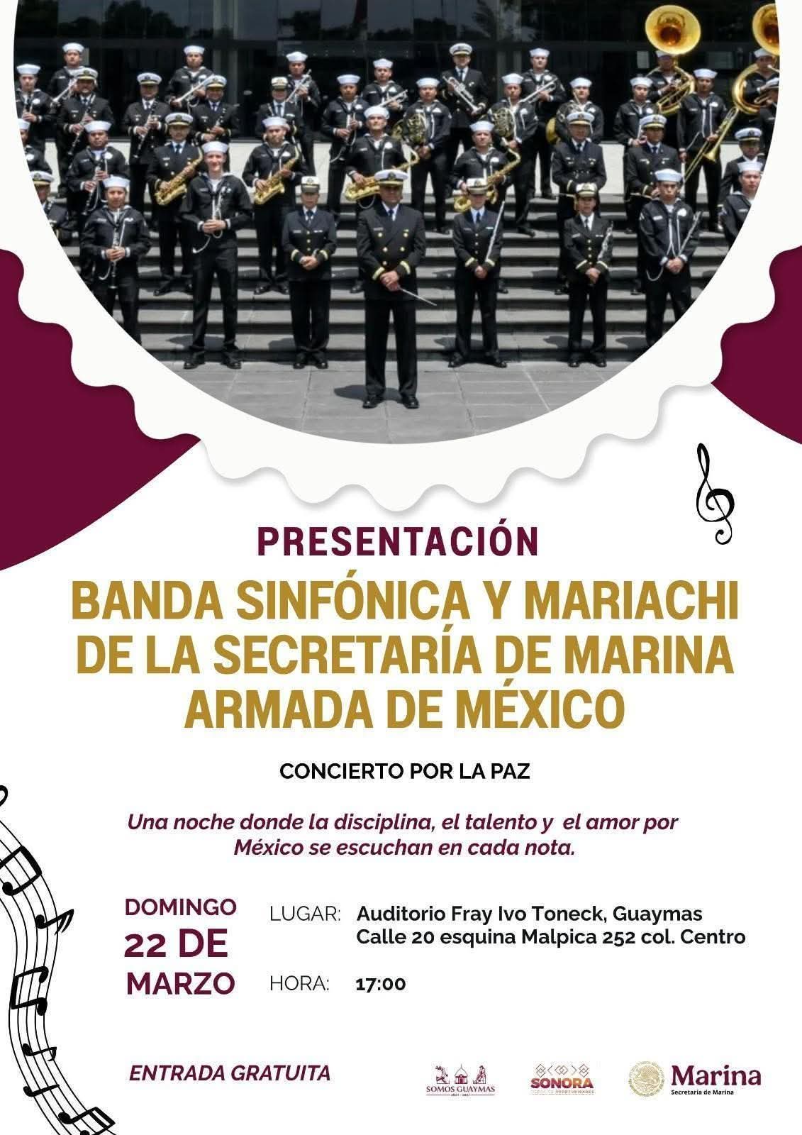 Habrá concierto de la Marina en Guaymas